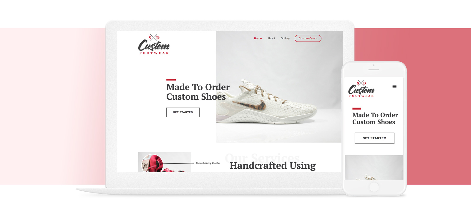 SD Custom Footwear Desktop & Mobile Mockup